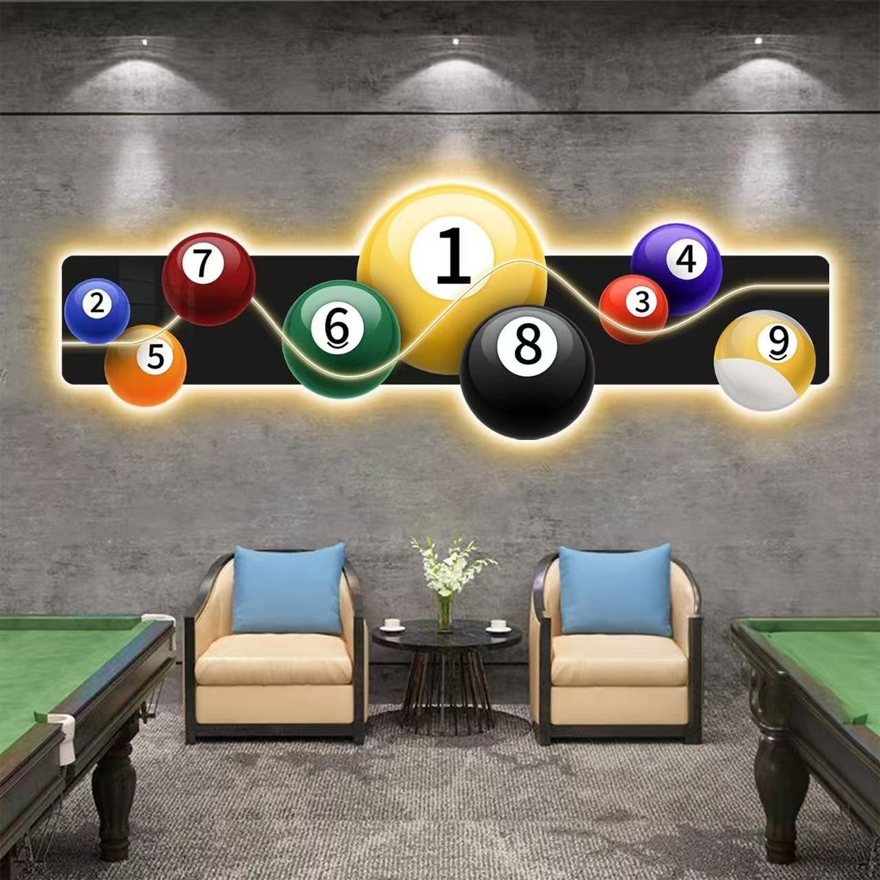 Billiards Hall Decoration Pain - Table Tennis Background ulasan dan harga