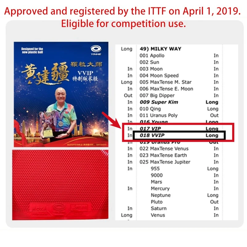 YINHE VVIP Maste Long Pips Tab - Table Tennis For Sale ulasan dan harga